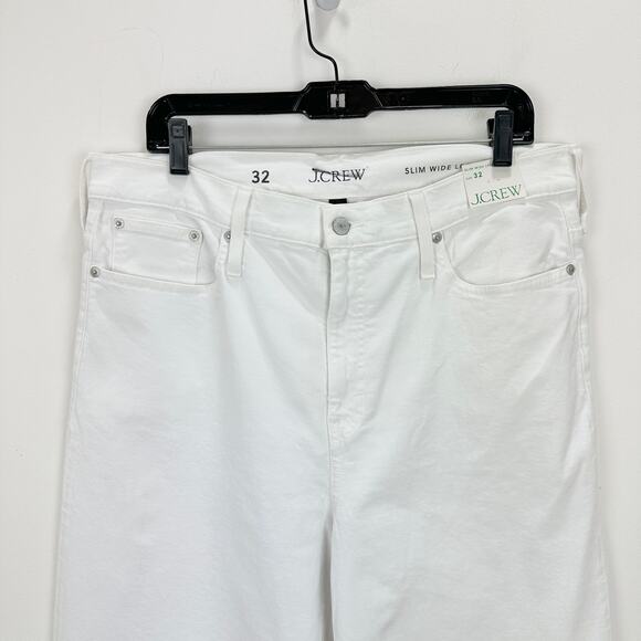 J.Crew Slim Wide Leg Jean White High Waisted Classic Stretch Denim US 32 NWT - Picture 8 of 12
